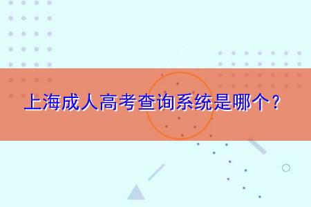 上海成人高考查詢系統(tǒng)是哪個？